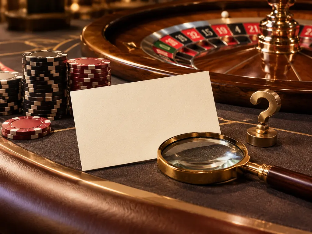Catatan kosong dan kaca pembesar di dekat keping roulette